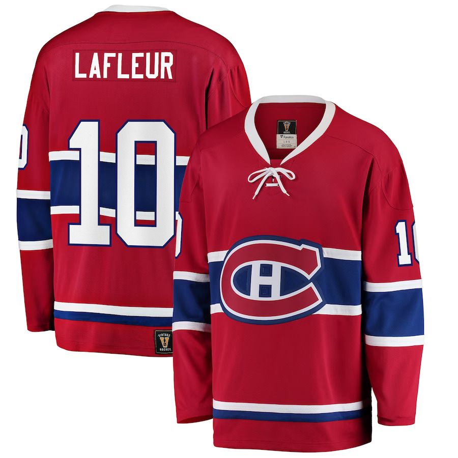 Men Montreal Canadiens 10 Guy Lafleur Fanatics Branded Red Premier Breakaway Retired Player NHL Jersey